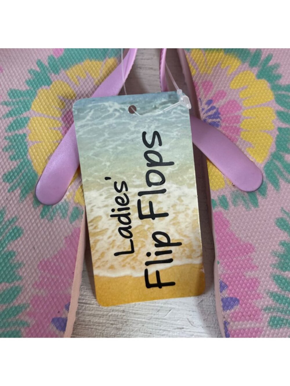 Flip Flops Womens Size‎ Medium 7-8 Pink Tie Dye New Rubber Sandals Beachwear - Picture 4 of 7